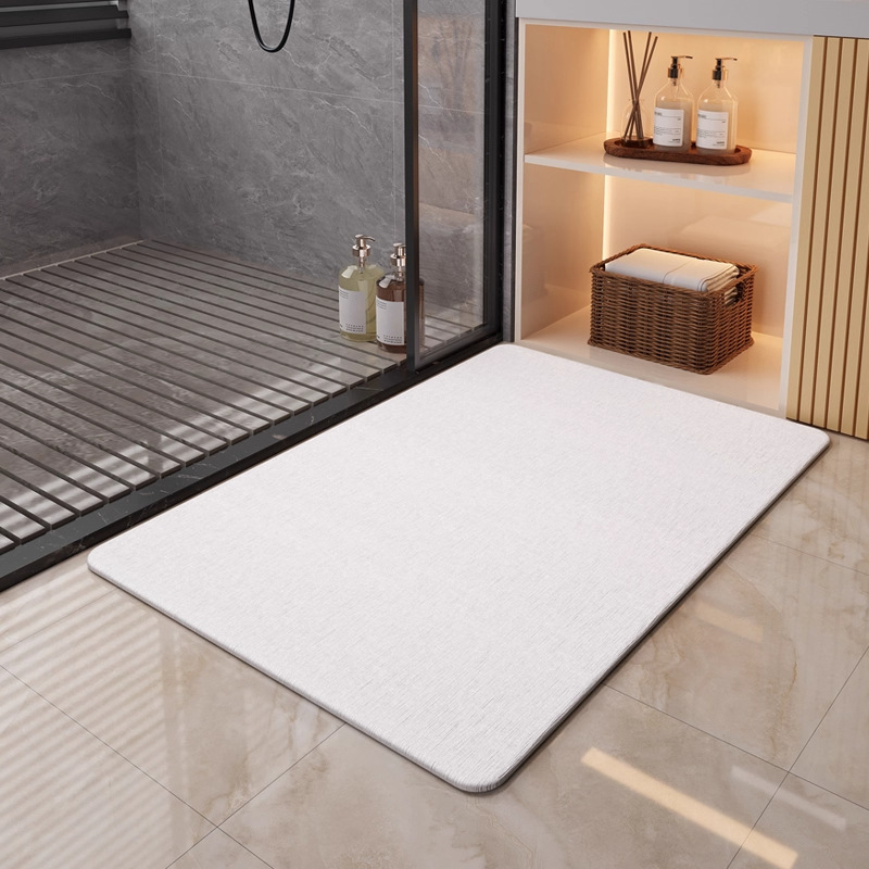 3D Illusion Bathroom Mat, Soft Diatomite Chenille Doormat, TPR Non-slip Base, Super Absorbent, Quick Dry, Anti-mold, Washable, Eco-friendly, Nordic &_voghion.com
