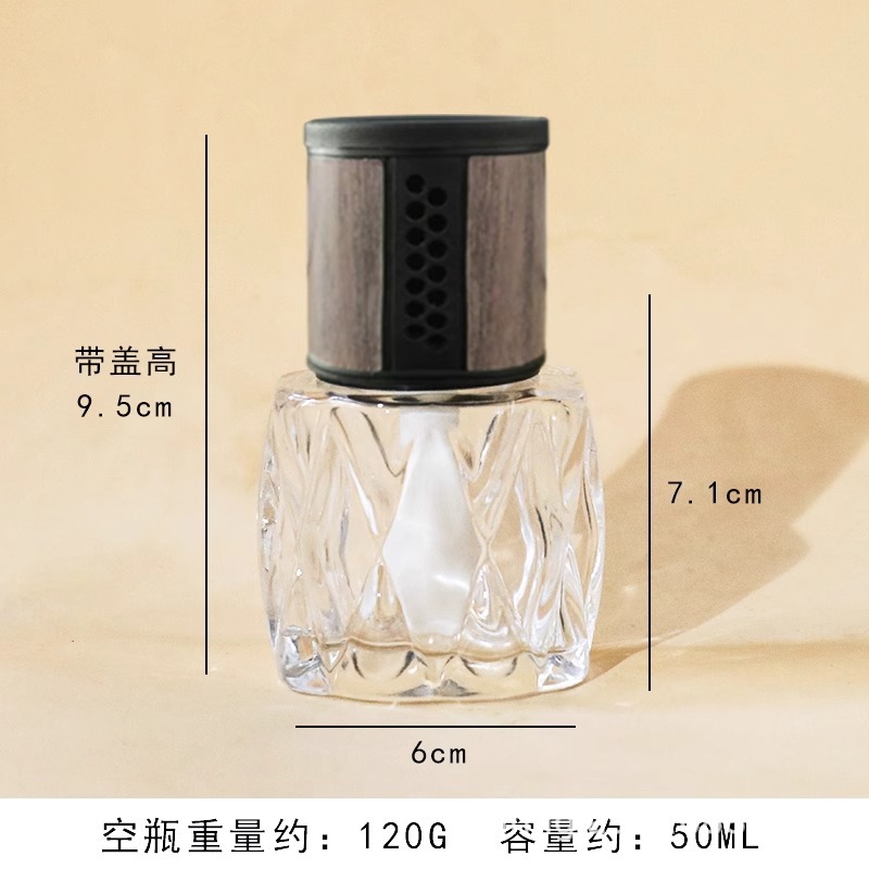 투명, 50ml 미미병 + 나뭇결 뚜껑 + 휘발성 스틱