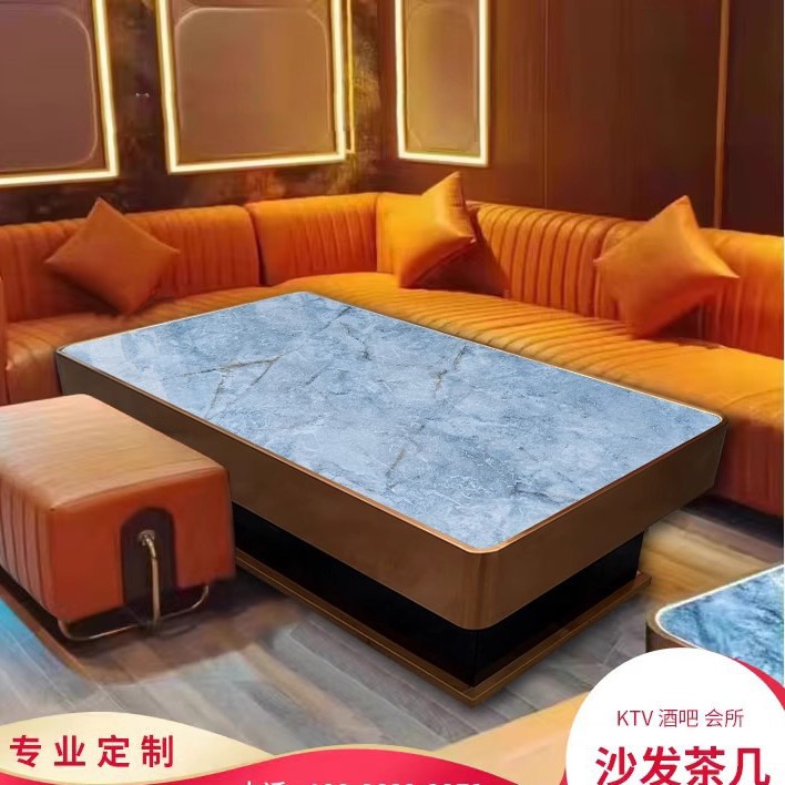 인기 아이스 실크 블루 제이드 슬레이트 엣지 커피 테이블(재고 있음)