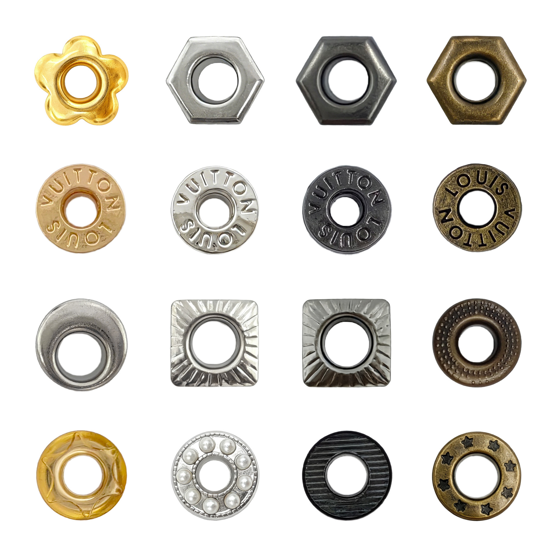 鞋眼鸡眼扣空心铆钉三角形五朵梅花方形不规则鞋带眼五金装饰配件