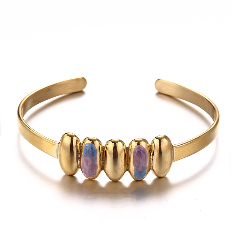 Tina Europa y los Estados Unidos transfronterizos de acero inoxidable 18k pulsera de oro de nicho de alto nivel abierto pulsera de acero de titanio joyas al por mayor
