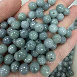 天然翡翠A货蓝水8mm圆珠工厂直销diy玉石散珠批发diy饰品批发