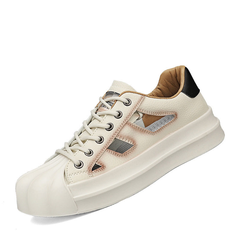 Scarpe estive da uomo con punta a conchiglia, traspiranti, alla moda, per studenti, 2024, nuove scarpe sportive e per il tempo libero per uomo_voghion.com