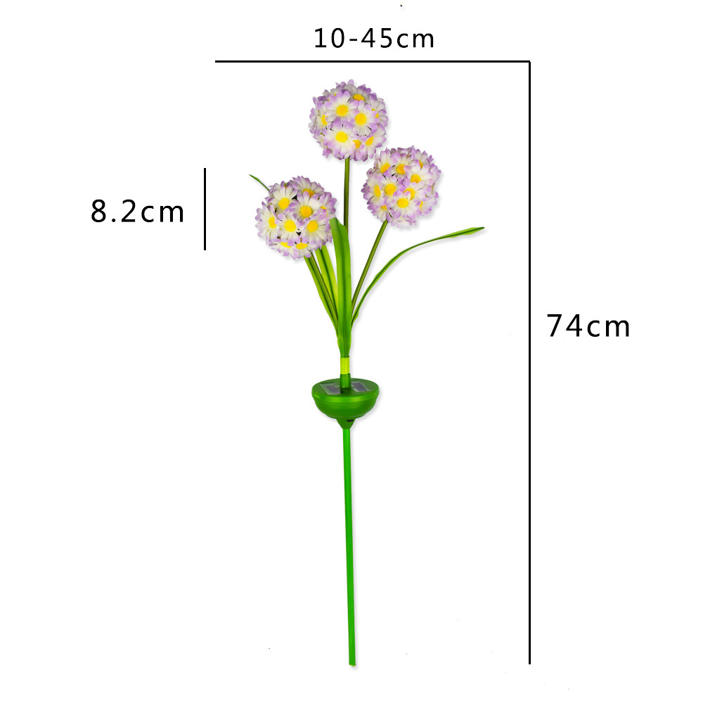 亚马逊新款太阳能灯户外庭院灯小碎花朵仿真假花菊花装饰品景观灯