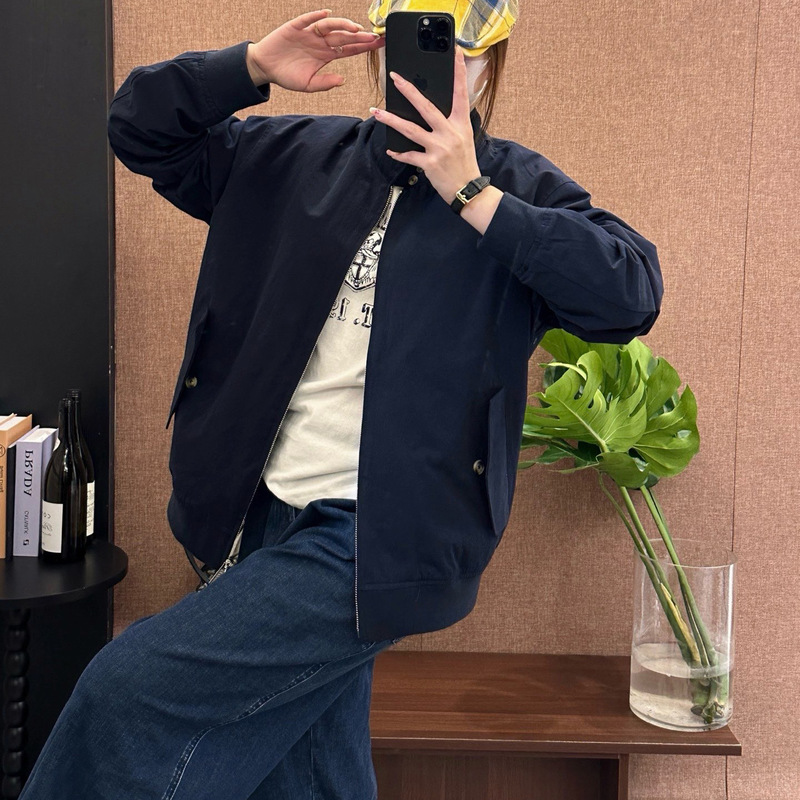 0827x5~ 经典气质休闲法式老钱风防水刺绣立领夹克外套男女同款|undefined