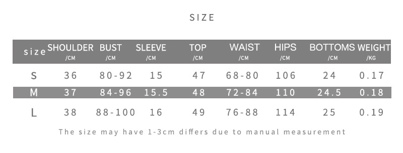 阿里尺码表-英文