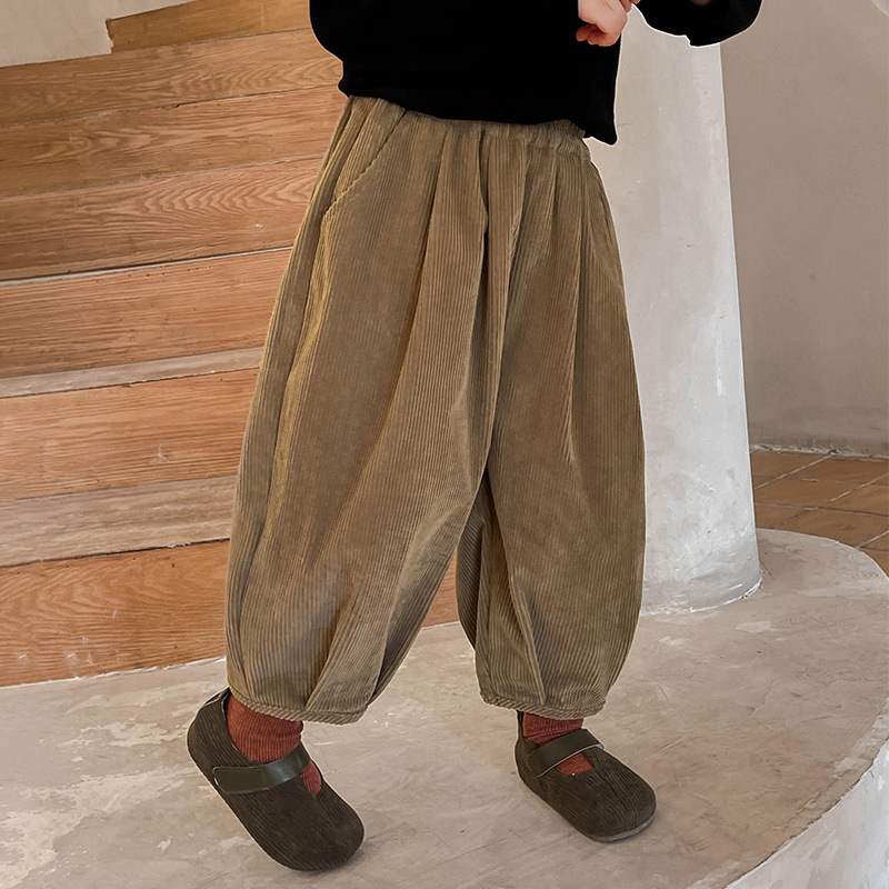 畅果童装男童灯芯绒裤子秋装灯笼裤秋冬哈伦裤长裤韩版潮流加绒