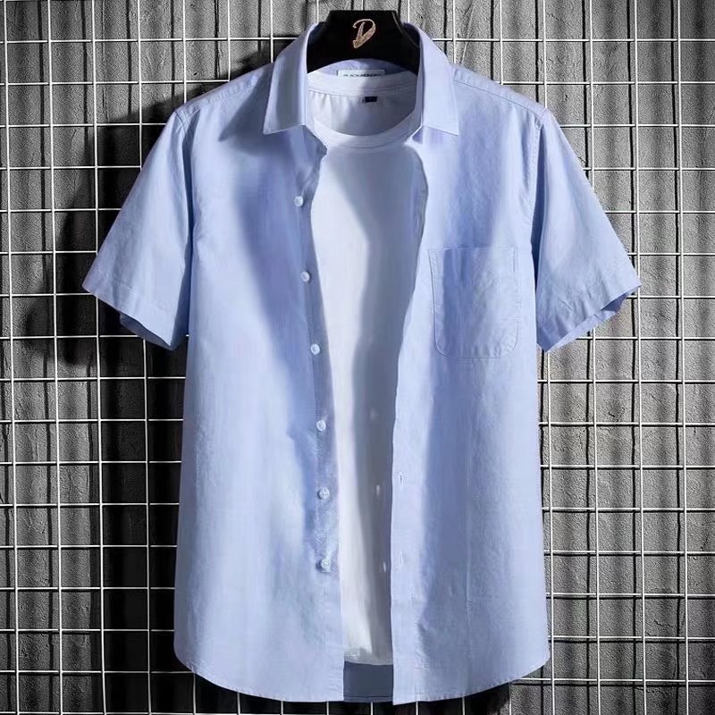 2022 camisa de manga corta de los hombres de verano nuevo estilo coreano casual Slim Top hombres de negocios Oxford camisa de color puro