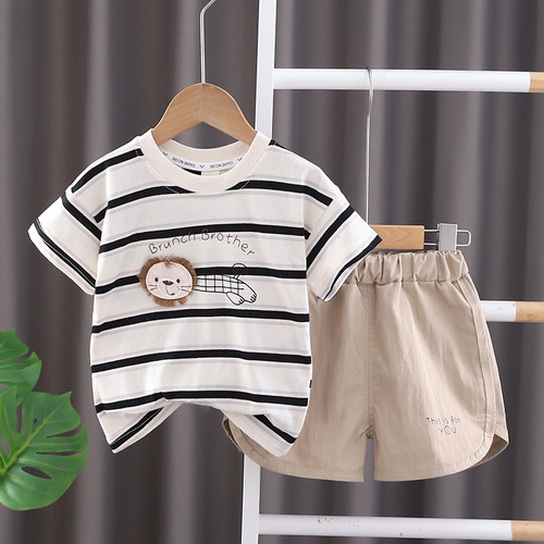 男童夏装套装2024新宝宝短袖休闲儿童小童两件套男孩童装幼儿夏季