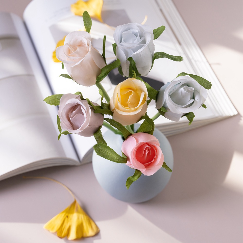 rose bud single branch artificial flower fake flowers and green plants wedding decorations DY1-1893-2_voghion.com