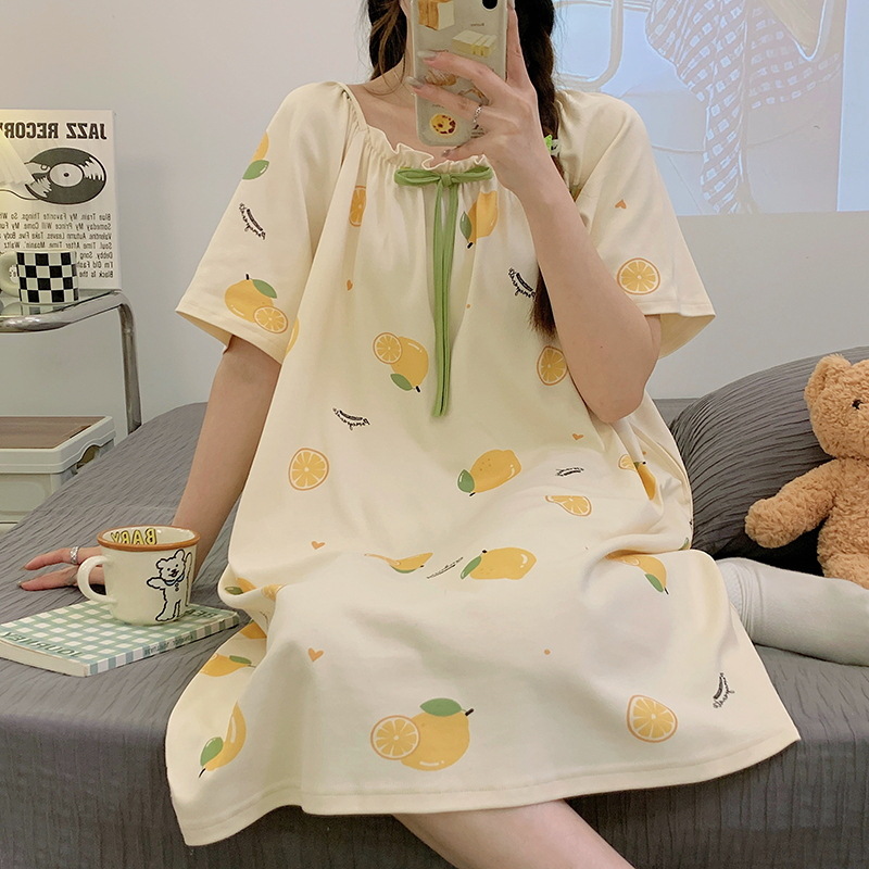 Camisón para Mujer, Verano, Algodón Puro, Manga Corta, Maternidad, Sexy, Verano 2025, Nuevo, Talla Grande, Pijama Dulce para Mujer, Estilo Veraniego