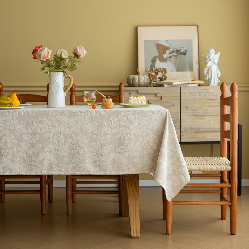 French-Style Dark Pattern Tablecloth, Solid Color Tablecloth, Light Luxury High-End Tablecloth, Simple Modern Rectangular Coffee Table Cloth Cover