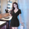 Mesh low cut candy colored flying sleeves with ruffled edges as a base dress