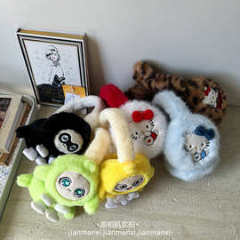 可爱卡通KT猫蝴蝶结毛绒蛋仔耳罩冬季骑行防寒护耳保暖耳包耳捂子