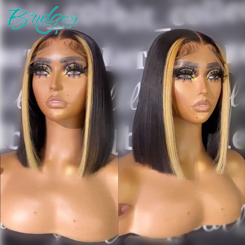Xuchang Wig Highlight Bruin 13x 4 Kant Bob Pruiken Menselijk Haar Pruik_voghion.com