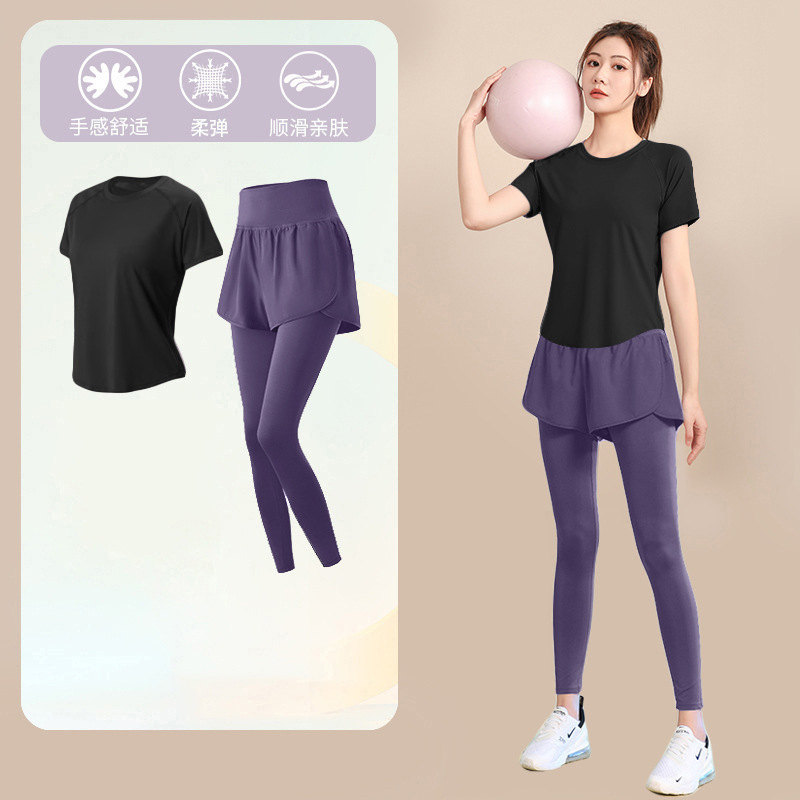 ランニングスポーツスーツ女性のための 2025 新しいフィットネストレーニングヨガ服速乾性衣類屋外プロフェッショナル通気性朝のランニング服|undefined