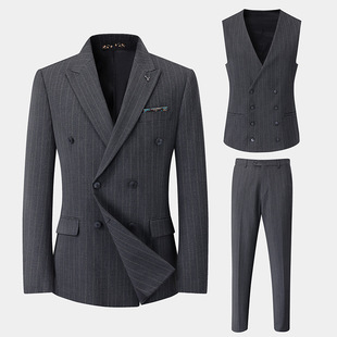 Autumn 2024 New Men's Plus Large Size Business Casual Suit Three-Piece Set Men's Fat Suit suit