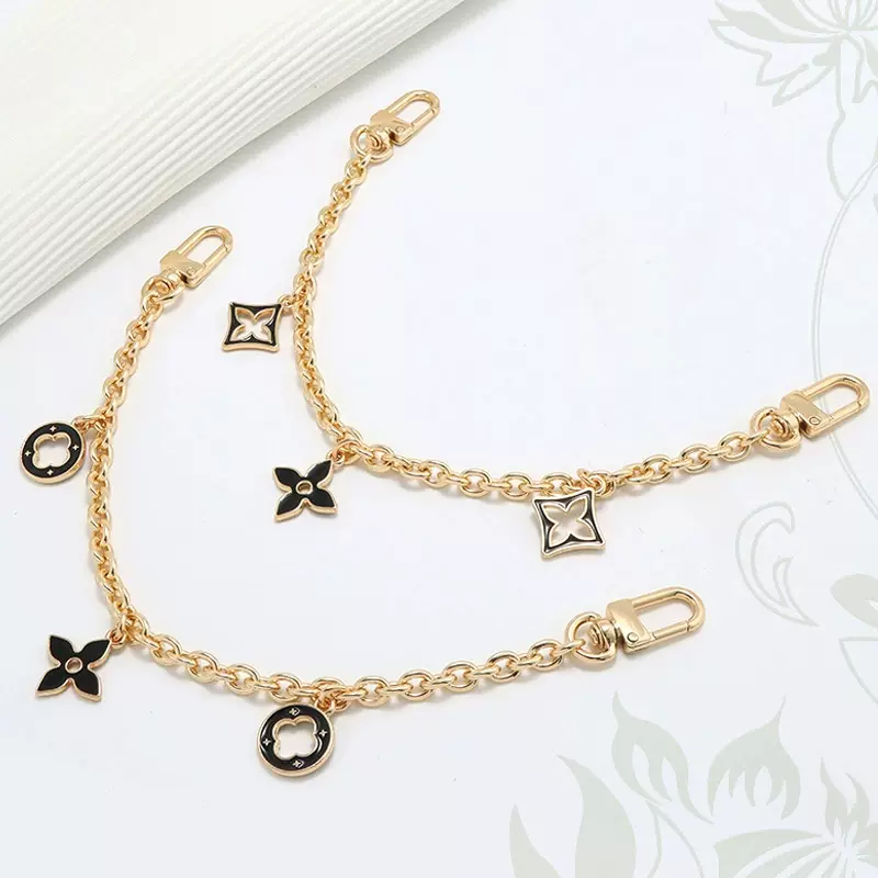 跨境改造挂饰链装饰手提金属包带包链老花黑白色肩带箱包五金配件