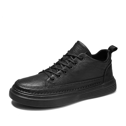 Winter men's shoes plus velvet cotton shoes, sports and casual leather shoes, men's sneakers, black non-slip waterproof autumn and winter chef's labor insurance