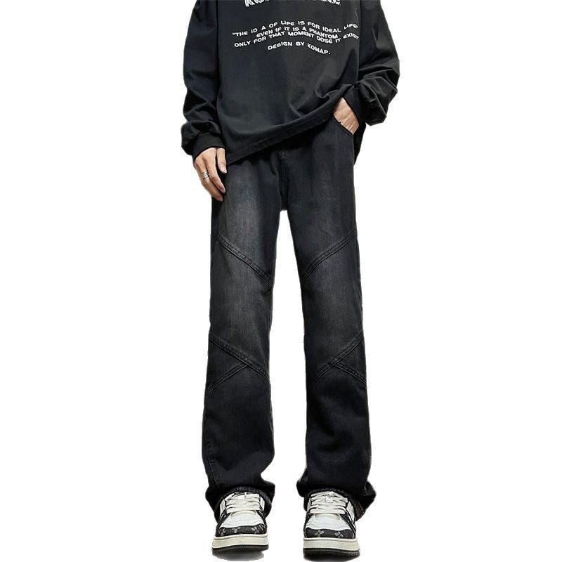 American Style Jeans For Men Spring Autumn Design Sense Patchwork Tall And Slim Narrow Straight Scimitar Flared Pants_mkmklike.com