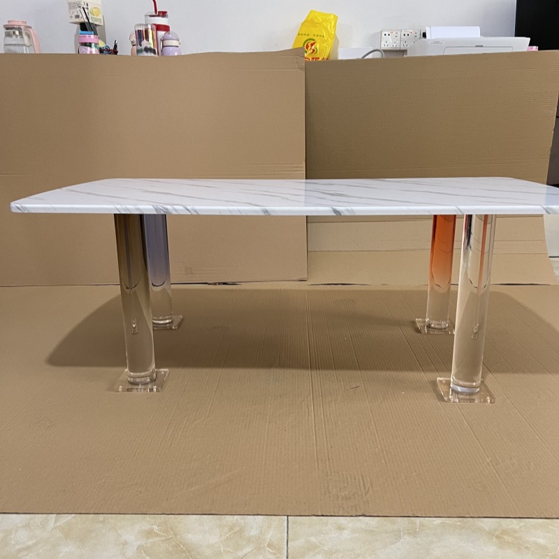 透明亚克力圆柱桌腿茶几沙发脚书桌支撑架圆形渐变色桌脚