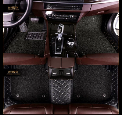 Q7 all-inclusive car mat, Modelə uyğun ayaqaltı - ordinary-double-layer-black-gold-thread-black-silk-ring