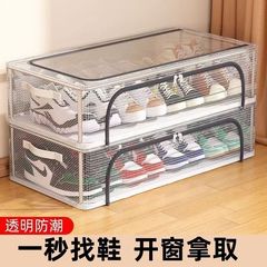PVC無取付家庭用透明靴収納ボックス厚手スチールフレーム折りたたみ収納ボックスベッド底収納シューズボックス