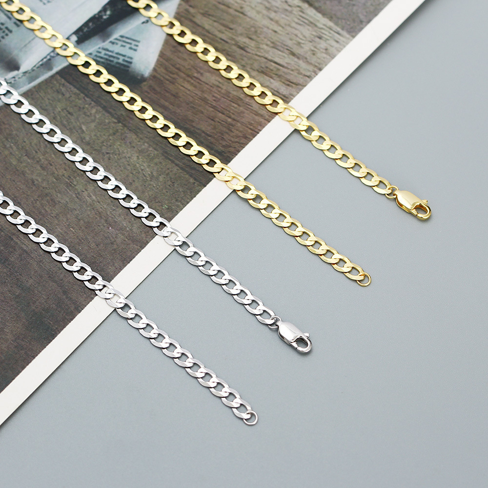 925 sterling silver Chain Material Cuban Link Chain Curb Chain Chain Type 925 Sterling Silver Plating Geometric Necklace