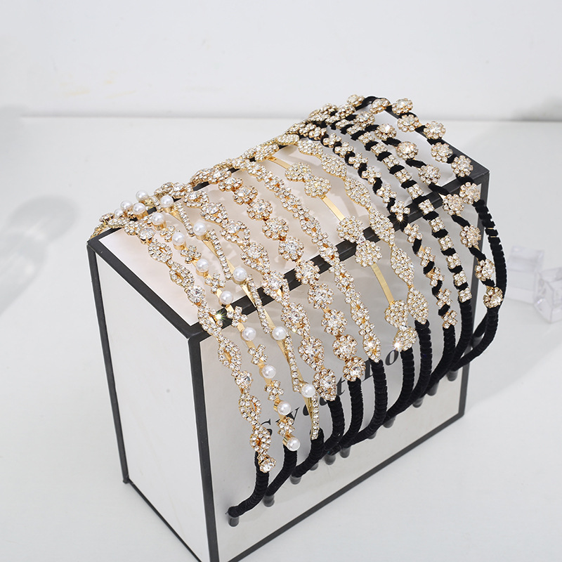 Diadema de moda estilo coreano accesorios para el cabello venta al por mayor rhinestone multi-especificación tejido enrollado a mano