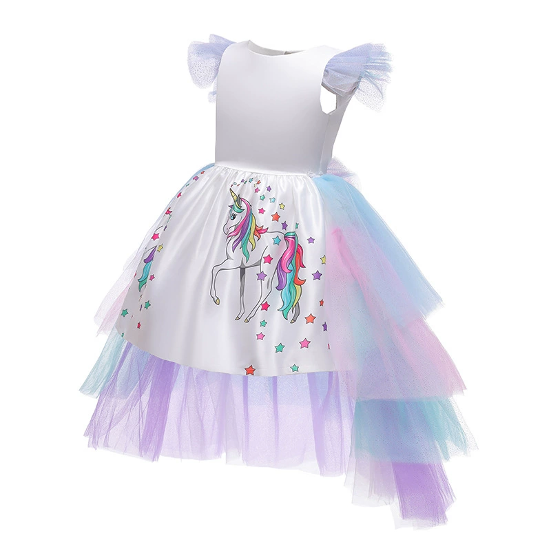 Children's rainbow small princess costume, demi-season evening dress, skirt, 2020