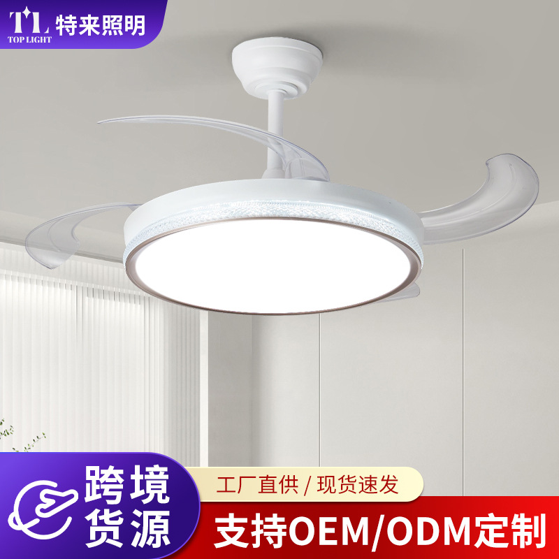 Ventilador de Techo con Luz de Hierro y ABS, Atenuable, Silencioso, Control Remoto, para Dormitorio y Sala de Estar