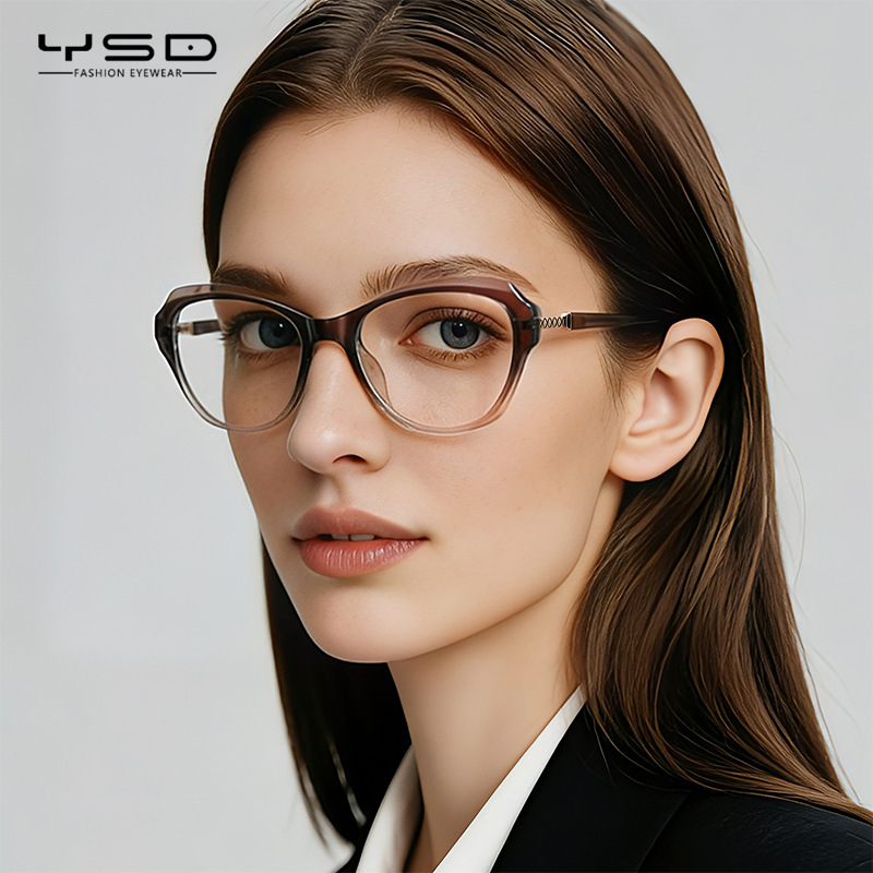 Ls247 Fashionable Cat-Eye Retro Frame, Flattering and Versatile, Natural Look, Small Frame, Ultra-Light, Plain Frame, High-End Feel, Blue Light Blocking