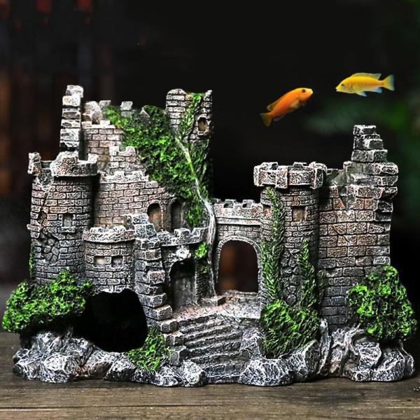 Factory Direct Sales Aquarium Landscaping Resin Crafts Fish Tank Decoration Castle Ruins European Castle Ornaments Decoration