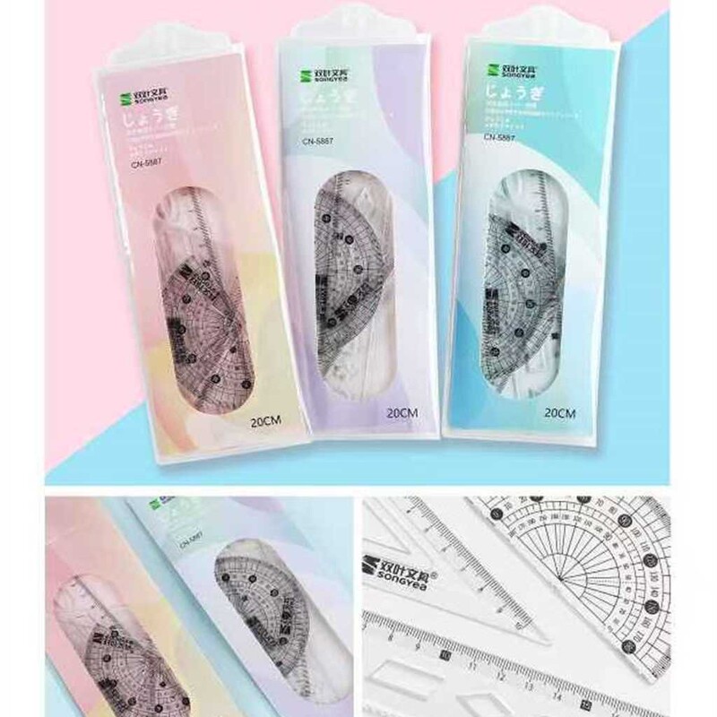 工場卸売新しいクリエイティブ透明定規学生定規三角プレート試験絵画 4 ピース定規卸売|undefined