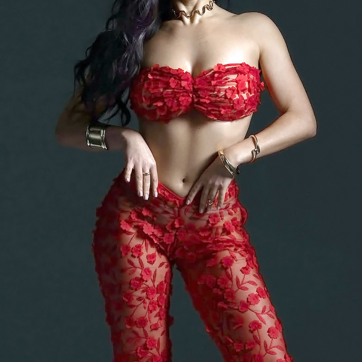 design red three dimensional shiffon sexy split underwear
