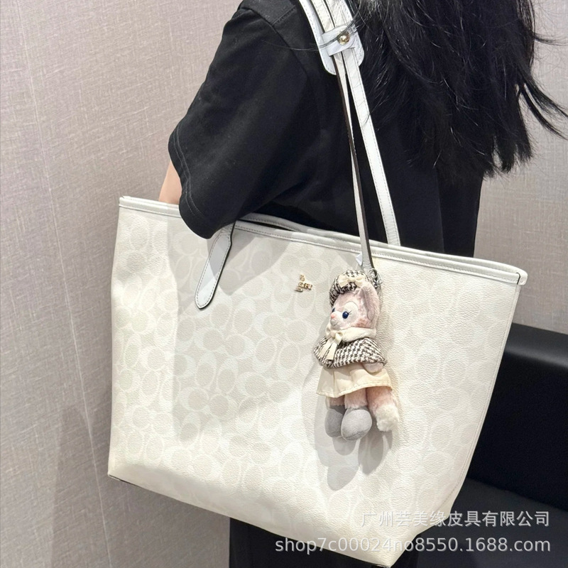 寇家新款city33托特包经典老花磁扣购物袋通勤大容量手提斜挎包包|undefined