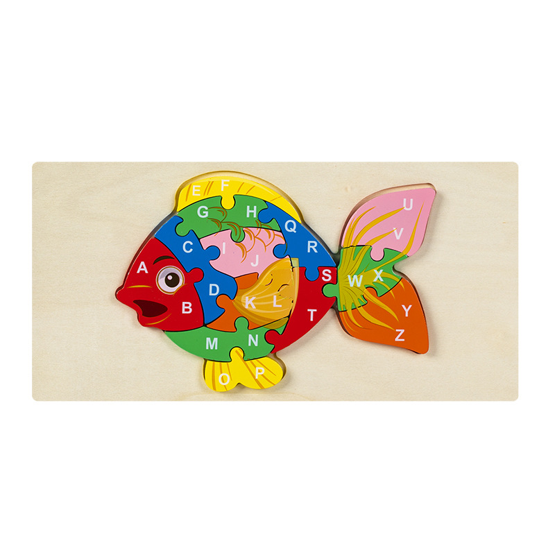 Rompecabezas para niños transfronterizos Animales cognitivos digitales dibujos animados rompecabezas tridimensional educación temprana para bebés iluminación juguetes de madera al por mayor