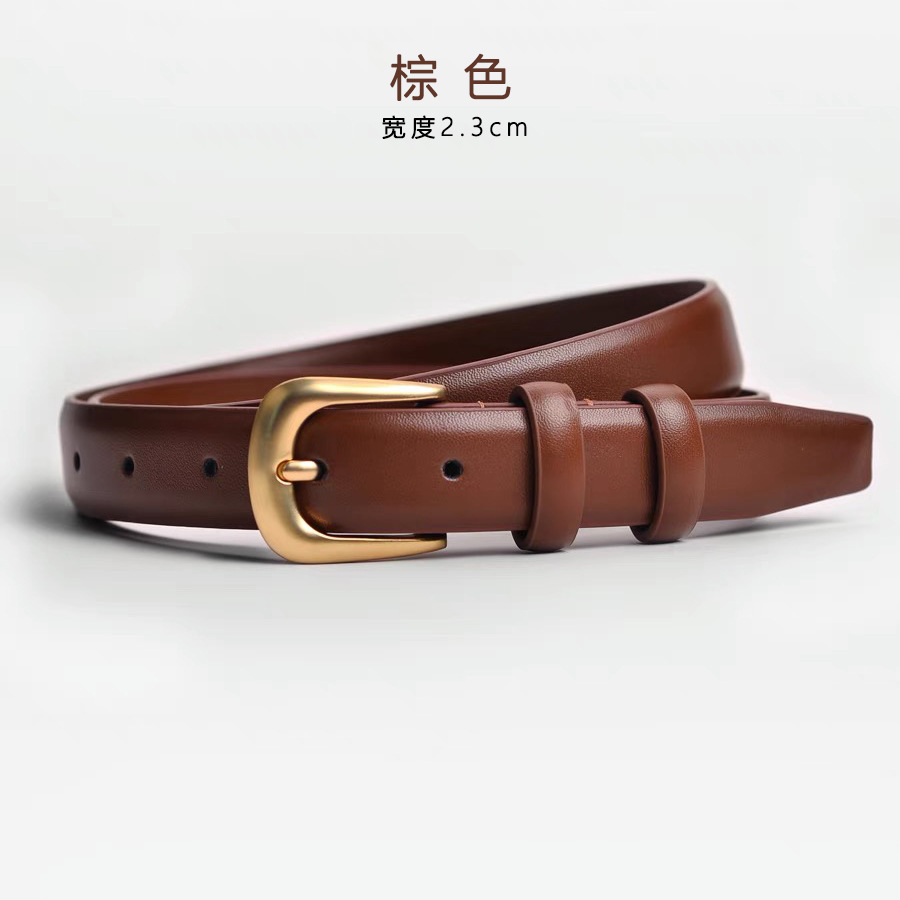 Cinturón de las mujeres de moda de todo fósforo de cuero simple ins estilo cinturón decoración negro con jeans con juventud marrón