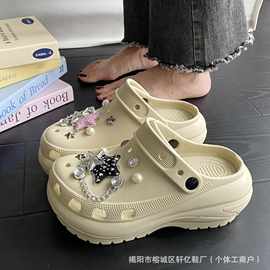 厚底洞洞鞋女款2025新款夏季外穿防滑防臭海边沙滩鞋增高eva凉拖