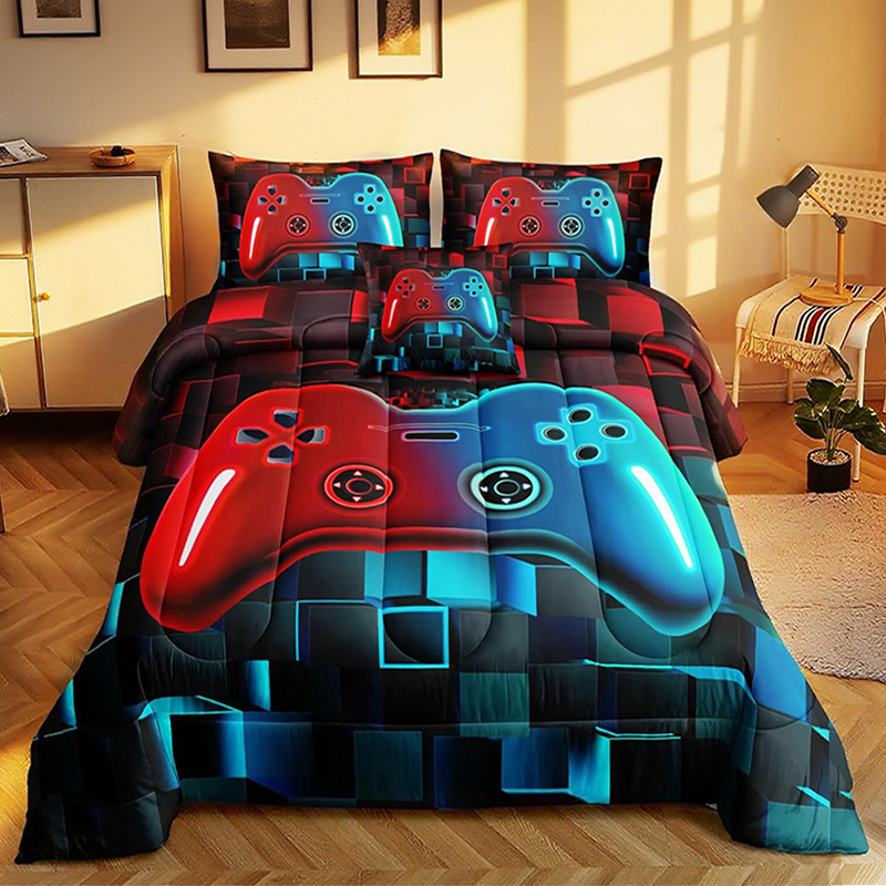 Customized American-Style Cross-Border Three-Piece Quilt Cover Set, Four-Piece Quilt Cover Set, Export Quilted Digital Printed Bedding, Bed Sheet, Pillowcase