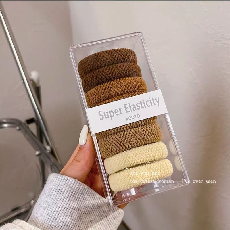 厚みのある高弾性ヘアリング女性のタオルリングポップコーンカラフルなハイエンドヘアリングポニーテールヘッドロープ女性のヘアロープ|undefined