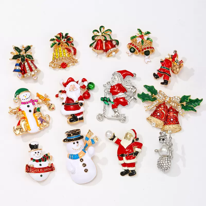 2025年圣诞胸针系列可爱雪人 铃铛时尚优雅衣服装饰圣诞树胸针女