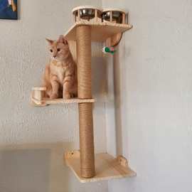 猫窗栖，猫吊床，猫窗床，木猫架，极简主义宠物家具