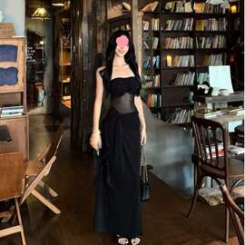 2026夏季新款辣妹一字肩烫钻带胸垫抹胸背心修身显瘦上衣女