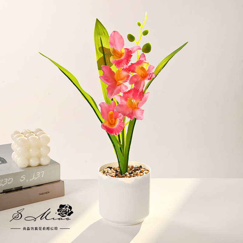 Flores falsas estilo pastoral Xiaozhen orchid bonsai flor de simulación de moda decoración creativa plantación verde artificial simulación maceta image 4