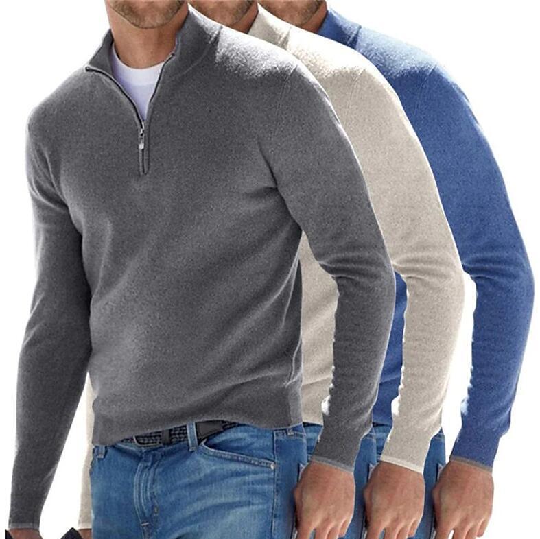 Cross-Border New Autumn and Winter Men's Spot Long-Sleeved Cashmere Half-Zip Bottoming Shirt Slim Solid Color Simple Everyday Men Cross-Border New Autumn and Winter Men's Spot Long-Sleeved Cashmere Half-Zip Bottoming Shirt Slim Solid Color Simple Everyday Men
