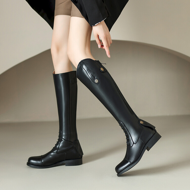 2026 Autumn and Winter New Style Long Boots, Riding Boots, Equestrian Boots, Women's Knee-High Genuine Leather Studded High-Tube Knight Boots