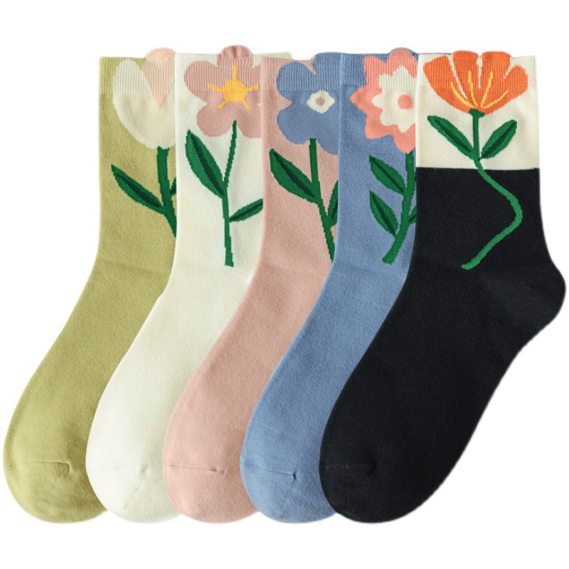 Women's Cute Flower Cotton Crew Socks A Pair display picture 3