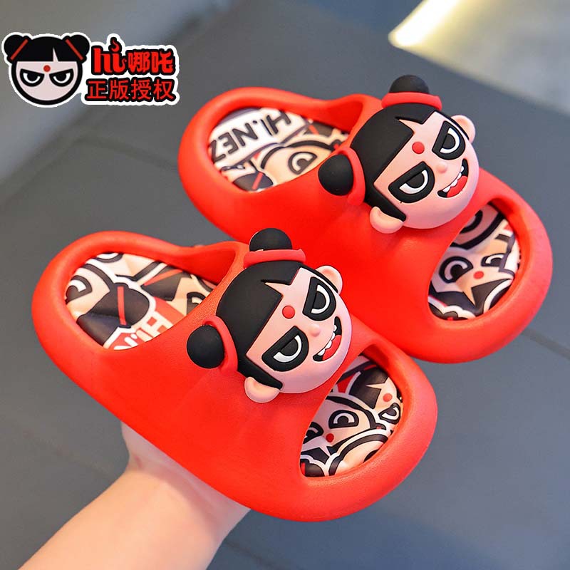 Zapatillas de verano genuinas Nezha para niños y niñas antideslizantes de fondo suave baño interior para padres e hijos para niños zapatillas de playa
