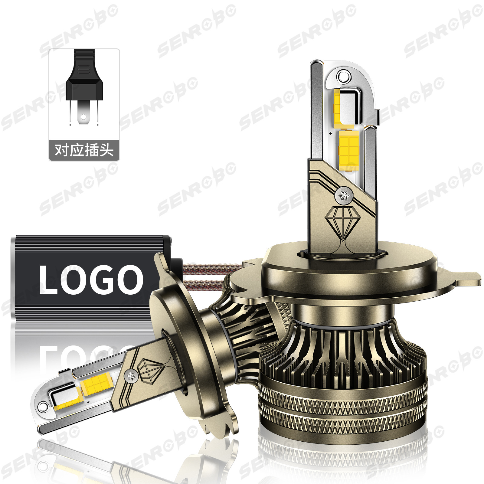 Super brillante doble tubo de cobre del automóvil condujo luz láser delantera concentrador de luz alta y baja un H1H4H7 luz dorada 9005 image 15